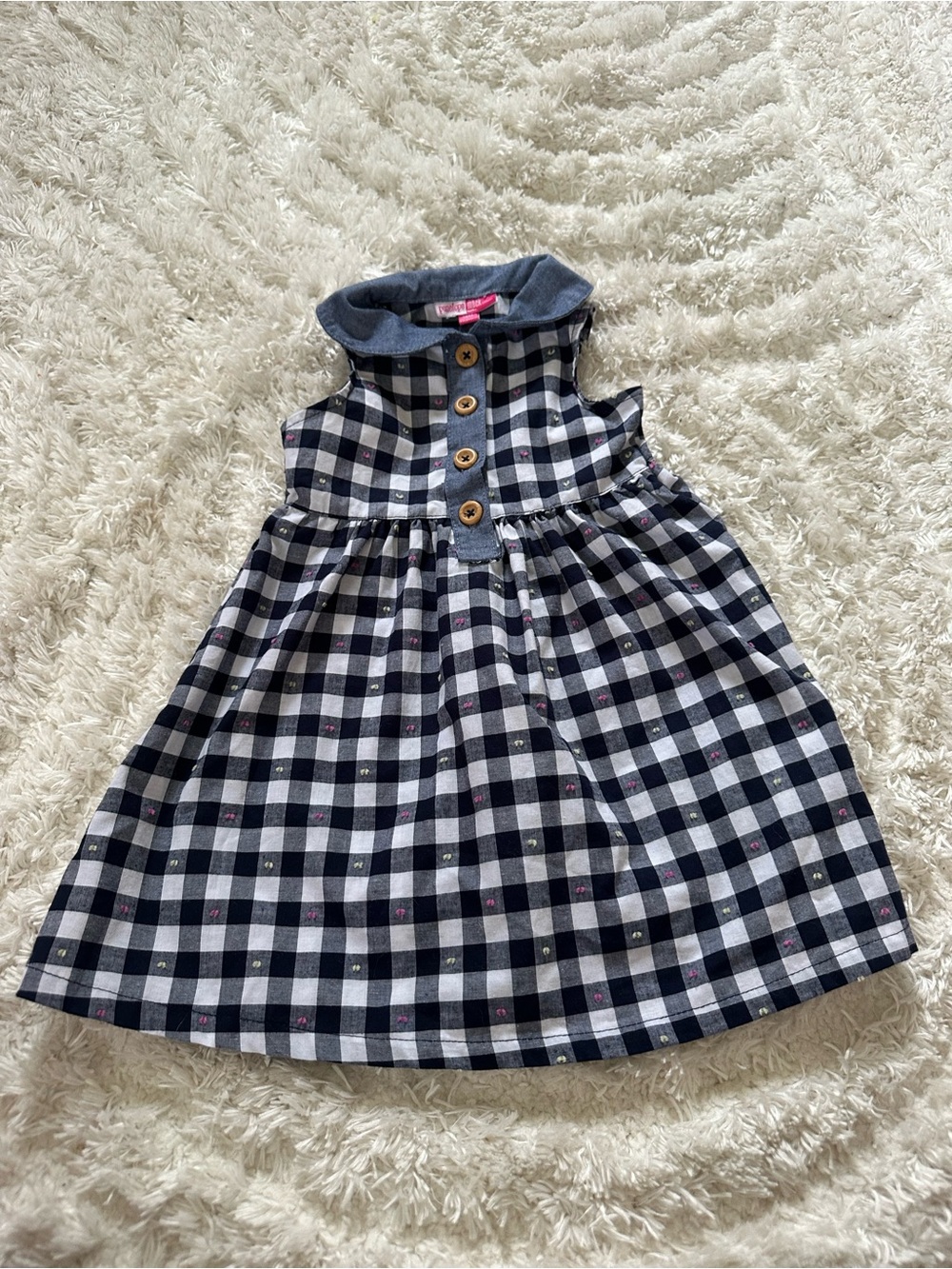 Penelope Mack Girlβs Size 18M Checked Gingham Dress W/Collar